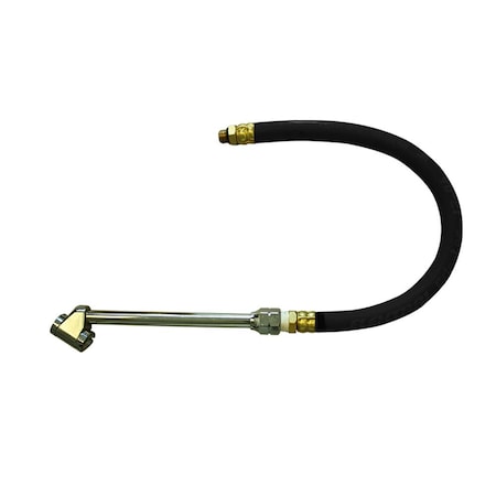 Interstate Pneumatics Dual Foot 6 Inch long Tire Inflator Chuck for Truck with 1/4 Inch Black Steel Braided Whipend TW137W